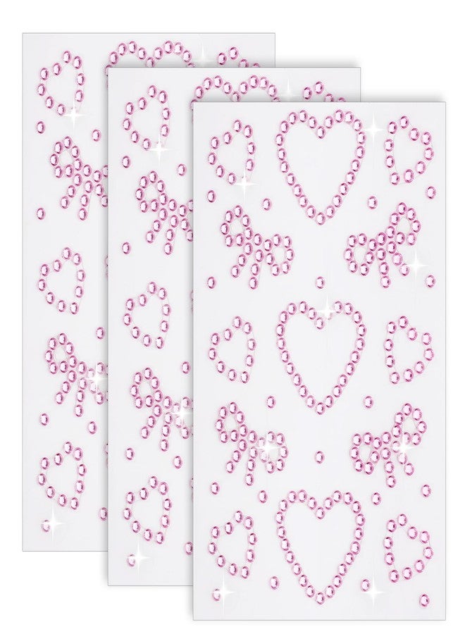 Aeaocvo 3 Sheets Heart Face Gems Stickers, Self Adhesive Rhinestone Pearl Stickers, Face Jewels for Women, Faces Rhinestones for Faces Eye Makeup Nail Body Crafts - Image 1